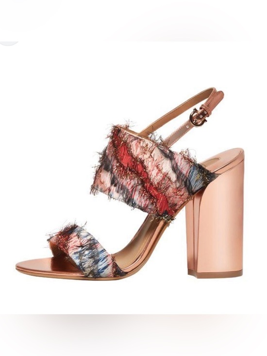 Salvatore Ferragamo Shoes - Salvatore Ferragamo Rose Gold Block Heels with Multicolor Fringe-LOW PRICE!🌟